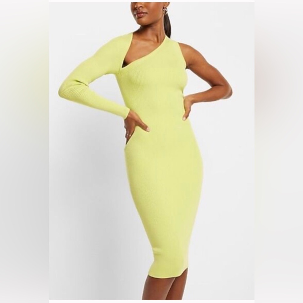 Express One-Shoulder Lime Dress